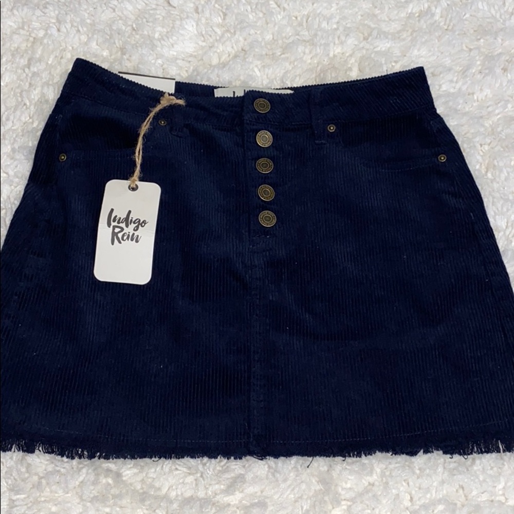 Navy Blue Corduroy Skirt